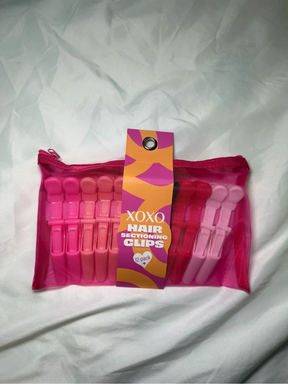 XOXO Pink Ombre Sectioning Hair Clips with Mesh Pouch
